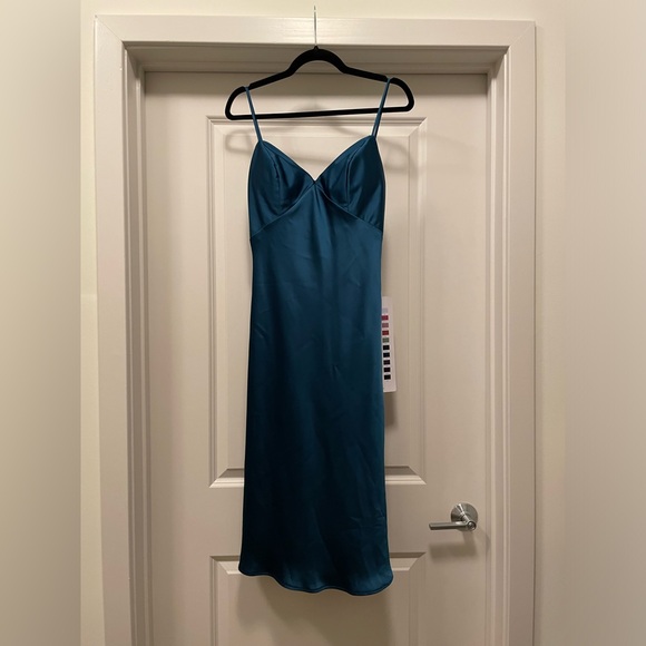 Morilee Style 21721 Midi Silky Satin Bridesmaid Dress - Size 6 - Teal - Picture 5 of 16